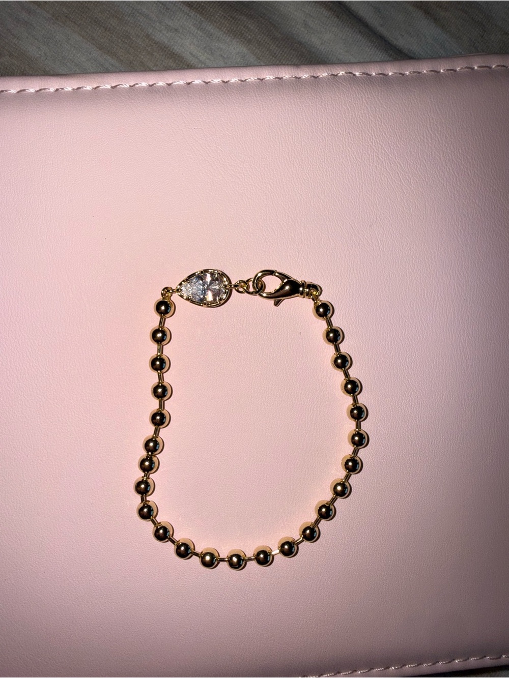 Gold Bead Chain Bracelet with Teardrop